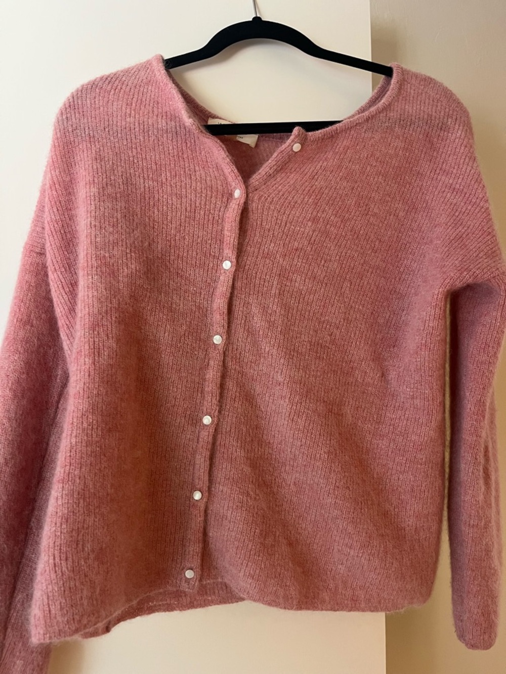 Sezane Dusty Rose Button-Front Cardigan